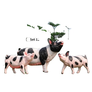 Sculpture de cochon en fibre de verre directement de l'usine, statue de cochon réaliste et mignonne sur mesure, fabricant pour la décoration extérieure de fermes, jardins et cours. - Product Image 1