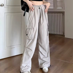 Pantalones de pierna ancha de cintura alta finos de primavera para mujer, pantalones deportivos informales con protección solar holgados - Product Image 5