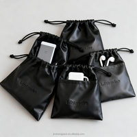 Sac à cordon en cuir PU personnalisé, pochette à bijoux en cuir PU pour bagues, rouges à lèvres, sac cadeau