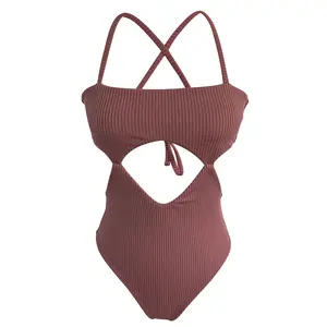 Benutzer definiertes Logo Sexy Frauen Einteiliger Badeanzug Weibliche Bade bekleidung Beach wear Badeanzug Einteiliges Mädchen-Bikini-Set