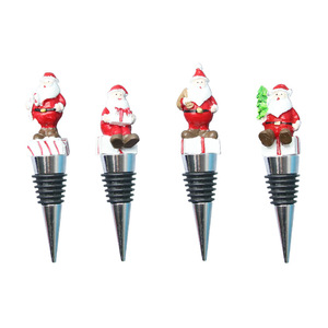 Christmas Santa Claus Resin Metal <b>Wine</b> <b>Stoppers</b> Bottle Gift Packaging Champagne <b>Stopper</b> - Product Image 2