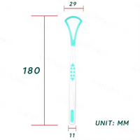 Raspador de lengua de mal aliento personalizado, limpiador de lengua de plástico de buen aliento para uso doméstico con logotipo láser, Material de cobre