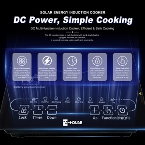 Cuisinière solaire à induction portable à double brûleur en acier inoxydable, étanche, pour le <span class=keywords><strong>camping</strong></span> en plein air, les <span class=keywords><strong>camping</strong></span>-cars, hors réseau, cuisinière <span class=keywords><strong>électrique</strong></span> - Product Image 5