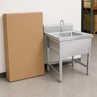 Évier de cuisine pratique à cuve unique avec design d'angle arrondi et trou de trop-plein pour les tâches quotidiennes de lavage de la vaisselle