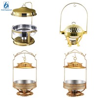 Service Traiteur Fête Chauffage Nourriture Bain-Marie Luxe Couvercle Suspendu 9L Acier Inoxydable Or Réchaud de Buffet Professionnel pour Restaurant