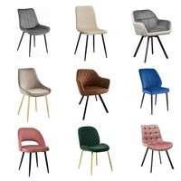 Chaise de salle à manger élégante et stylée de conception européenne, fauteuil moderne décontracté avec structure métallique, dossier en tissu velours, empilable, convient pour