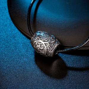 Rétro Quatre Dieu Bête Titane Acier Pendentif Vent Chinois Six Mots <span class=keywords><strong>de</strong></span> <span class=keywords><strong>Vérité</strong></span> Perle Collier Hommes Bijoux - Product Image 6