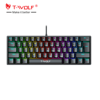Nouveaux produits TWOLF Clavier de jeu mécanique professionnel 61 touches rétroéclairé RVB filaire USB 60 %