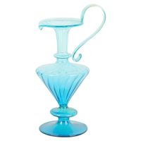 Vas Bunga Kaca Transparan Berkualitas Tinggi, Dibuat Tangan, Awet, Dipoles, Bergaris, Bergaya Vintage, Dekoratif untuk Meja