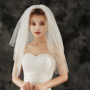 Écharpe <span class=keywords><strong>de</strong></span> <span class=keywords><strong>mariée</strong></span> courte en <span class=keywords><strong>strass</strong></span> scintillante, à 3 niveaux, longueur d'épaule, accessoire <span class=keywords><strong>de</strong></span> mariage - Product Image 4