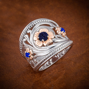 Anello Vintage Floreale in Filigrana da Donna, Design a Bocciolo Floreale Cavo, Anello Regolabile Aperto in Lega, Gioiello Elegante di Tendenza - Product Image 1