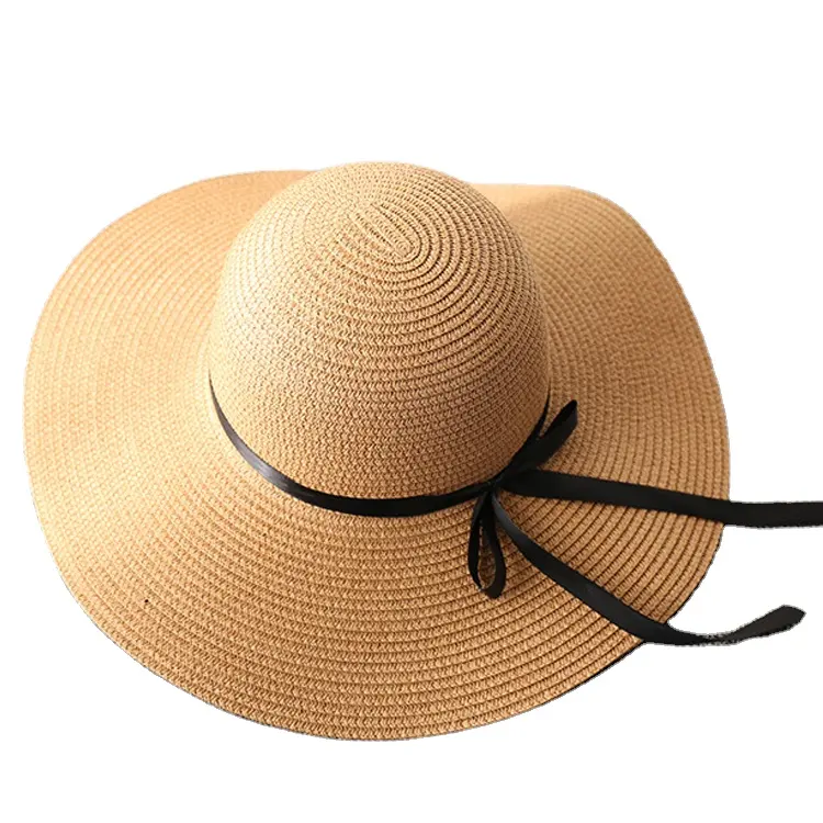 Sombrero de paja bohemio ancho de ala grande verano playa señora sombrero de paja personalizado verano sol flexible sombrero de paja