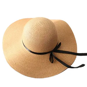 Bohemian rộng vành lớn mùa hè bãi biển phụ nữ Mũ Rơm tùy chỉnh mùa hè mặt trời mềm mũ rơm