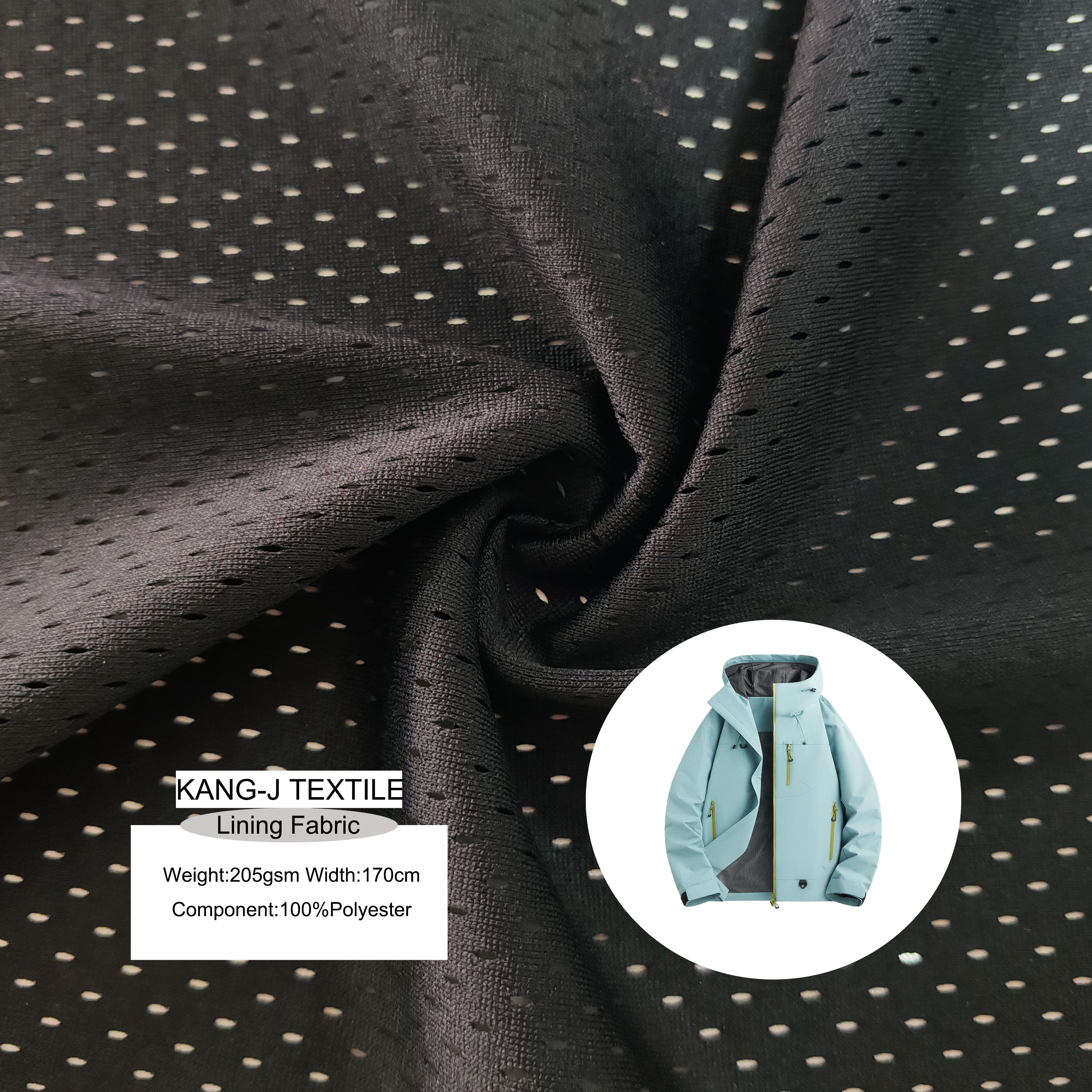 100% Polyester Thick Mesh Fabric Lining Fabric for Lady's Comfortable Penny Square Toe Shoes for Bags and Interlining Fabric