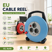 Enrouleur de câble EU Nema BS 8m 3 prises 16A 250V avec chargement USB A+C H05VV-F 3G1.5mm Coupure thermique Ignifuge PP CE RoHS