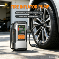 8000mAh 4-in-1 Jump Starter Power Bank Tire Inflator LED Light with 2 Brightness Levels for Reading and Area Light
