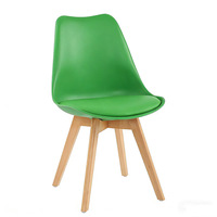 Chaise de salle à manger minimaliste Eiffell, coussin en PU rouge, dossier moulé en plastique, pieds en bois massif, chaise de loisirs pour cuisine, bistrot, hôtel