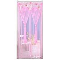 Rideau de porte anti-moustiques sans perçage, rideau de séparation de chambre à coucher - rideau floral en dentelle double couche à fixation rapide