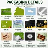 Sacs Mylar anti-odeur avec fenêtre, fermeture éclair, pochettes verticales, emballage alimentaire, sacs Doypack pour café, épices et tisanes