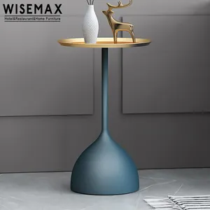 Mobiliário wisemax, moderno, simples, de metal, mármore, mesa de café redonda pequena para sala de estar