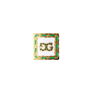 แหวนแฟชั่น สแตนเลสสตีล 316L ชุบทอง PVD สีเขียวเคลือบเงา ลายโลโก้ DG ดีไซน์ทรงสี่เหลี่ยม - Product Image 2