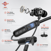 ENC Deep Bass, Bluetooth 5.3, Magnetik, HIFI, IPX5 Olahraga, 20 Jam Waktu Putar Earphone Neckband Nirkabel Headset