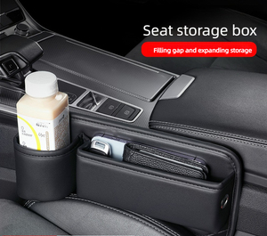 Organisateur de siège de voiture de luxe avec porte-gobelet, accessoire pour siège de voiture, accessoires latéraux pour siège de voiture, boîte de rangement en cuir PU pour l'espace entre les sièges - Product Image 4