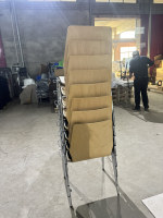 Chaise de conférence en contreplaqué courbé avec structure en acier chromé, chaise de banquet pour formation