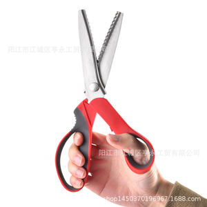 Tailor Scissors Stainless Steel V Shaped 5Mm Pattern Cutting For Fabric <b>Sewing</b> Craft Use Pink Purple Handle - Product Image 2