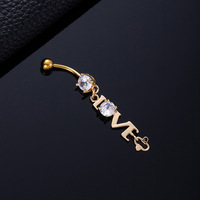Vente en gros de bijoux fantaisie pendantes pour femmes, anneaux de nombril de créateur en zircon, piercing de nombril flottant en acier inoxydable 316L