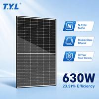 Module Solaire Photovoltaïque 630W N-Type à Cellules Demi-Coupées Bifaciales Verre-Verre, Garantie Produit 25 Ans, Approvisionnement Direct Usine pour Projets EPC