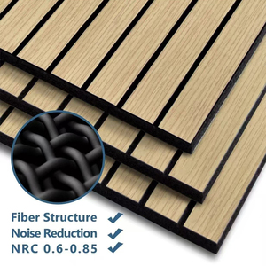 Panel Acústico Autoadhesivo de Listones de Madera y Fieltro PET de Alta Densidad para Diseño de Interiores Comerciales, Suministro de Fábrica - Product Image 2