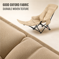Chaise lune pliante moderne d'extérieur avec cadre métallique large anti-basculement et dossier réglable en 4 positions pour le camping