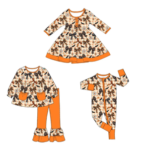 Conjuntos de Ropa para Niños Otoño 2026, Conjunto de Pantalón y Camisa de Manga Larga con Estampado de Lazo Marrón para Bebés - Product Image 2