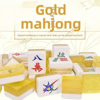 Mahjong de luxe Yusheng en acrylique, grand format, pour usage domestique, avec finition dorée, vente en gros d'usine, emballage en boîte en bois, origine Guangzhou