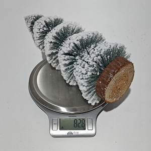 HB-402 Miniature <strong>White</strong> Artificial Small <strong>Christmas</strong> Pine <strong>Tree</strong> with Base for Mantel Village Dining Table Holiday Decorations - Product Image 4
