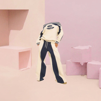 Ensemble décontracté 2 pièces pour femme : sweat-shirt oversize et pantalon large en tissu éponge respirant et écologique, avec blocs de couleur aux épaules, idéal pour l'automne