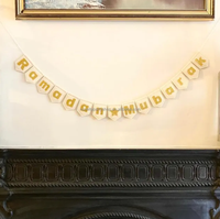 Nouveauté paillettes d'or sur ivoire ou noir feutre guirlande Eid Mubarak décoration tenture murale décor fer de lance pétoncle feutre drapeaux