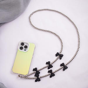 Cordon <span class=keywords><strong>de</strong></span> <span class=keywords><strong>téléphone</strong></span> <span class=keywords><strong>portable</strong></span> personnalisable, long, style papillon, avec chaîne <span class=keywords><strong>de</strong></span> perles, bandoulière <span class=keywords><strong>tour</strong></span> <span class=keywords><strong>de</strong></span> <span class=keywords><strong>cou</strong></span>, boucle métallique - Product Image 2