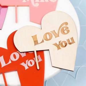 Felice san valentino 'ti amo' acrilico Cake Topper decorazione laterale per feste torta forniture - Product Image 4