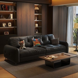 Sofá de una Plaza de Cuero Encerado Estilo Italiano Minimalista de Lujo Ligero para Sala de Estar, Diseño <span class=keywords><strong>Brooklyn</strong></span>, Arte en Cuero, Foshan - Product Image 4