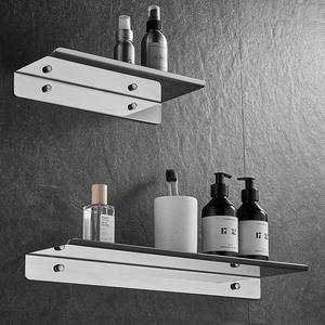 Porte-serviettes mural moderne en acier inoxydable 304, étanche, pour salle de bain, avec étagère de rangement d'angle sans perçage - Product Image 1