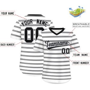 Custom Baseball Jersey Stripe Softball Shirt Personalized Name Number Unisex V <b>Neck</b> Breathable Sublimated 360 Grams - Product Image 2