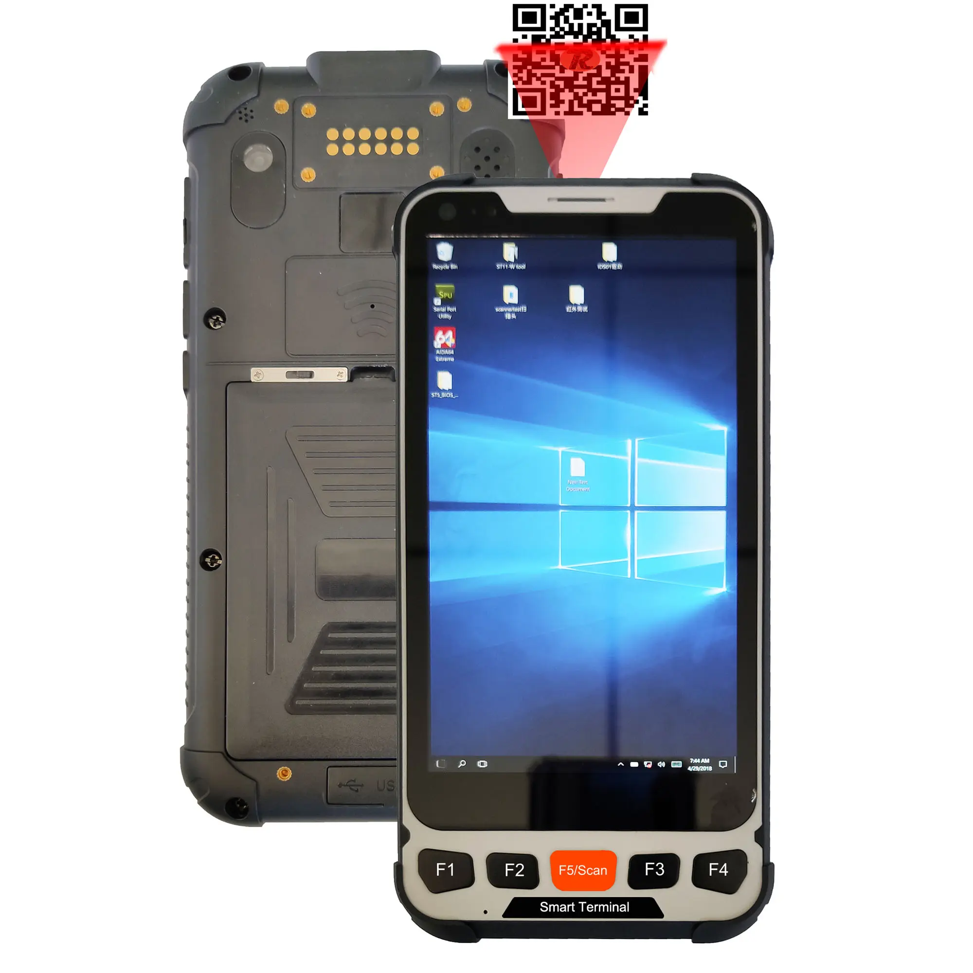 5.5 inch win 10 Mobile terminal pc with 2D scanner Barcode, Ram 4GB Rom 64GB, Handheld Terminal PC with NFC USB 3.0 port
