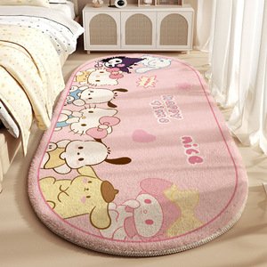 Tapis de sol ovale antidérapant pour enfants, motif dessin animé, pour chambre à coucher, salon, entrée, sûr pour les enfants, facile à nettoyer, lavable - Product Image 3