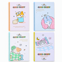 Carnet spirale flexible A5, 60 feuilles, 80 g/m², 4 motifs Good Night Cat, pages lignées, papeterie scolaire pour étudiants, vente en gros