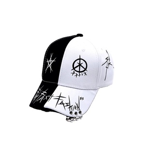Casquette de baseball style américain à 6 panneaux avec appliqué, en tissu de coton noir délavé, motif imprimé par sublimation, pour la mode urbaine - Product Image 1