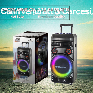 AVCROWNS CH-128 Enceinte Hi-Fi Puissante 12 Pouces avec Super Bass, Système Sans Fil, RGB, Roues en Bois, Karaoké, Modèle d'Usine - Product Image 2