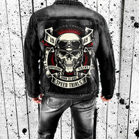 Hip Hop Harajuku Bomber Nouveaux Hommes Denim Vestes Streetwear Crâne Graffiti Bleu Denim Jean Veste Manteau Punk Rock Vintage Veste