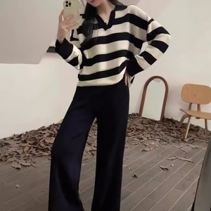 Recién llegado, trajes informales de manga larga para mujer con cuello vuelto, tejido de punto suave, bloque de Color cálido para invierno - Product Image 3